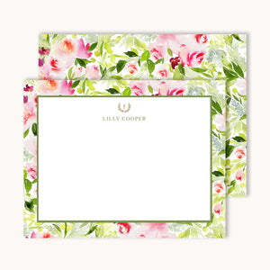 Cottage Roses Name Notecards
