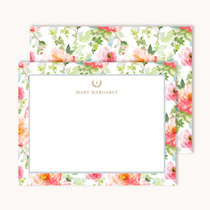 Peonies Name Notecards