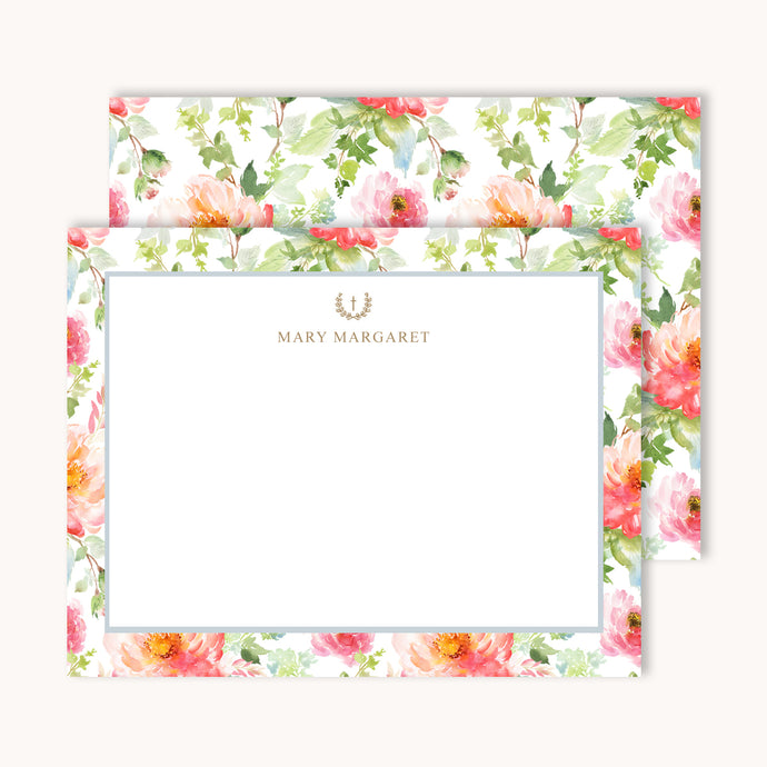 Peonies Name Notecards