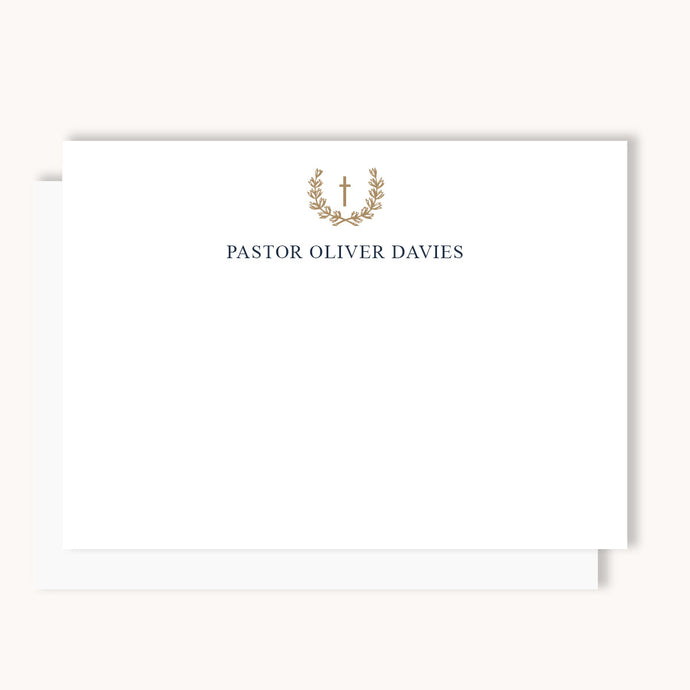 Classic Navy Name Notecards